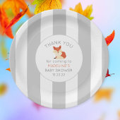 Fall Fox Babydusche Dekoration, neutraler grauer S Pappteller