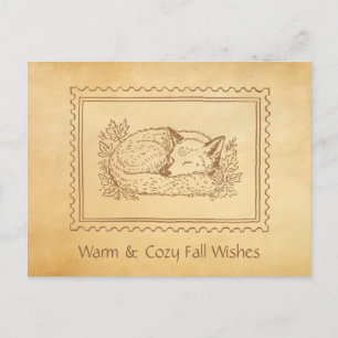 Fall Fox Briefmarke Frame Fall Gruß Postkarte