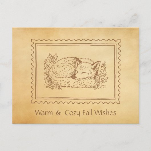 Fall Fox Briefmarke Frame Fall Gruß Postkarte (Vorderseite)