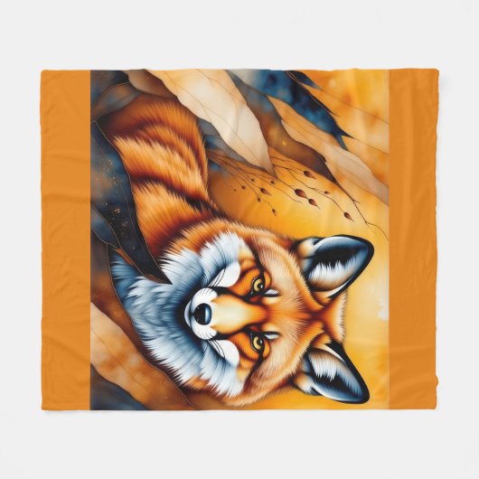 Fall Fox Painting Fleecedecke (Vorderseite (Horizontal))