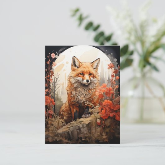 Fall Fox Postkarte (Stehend Vorderseite)