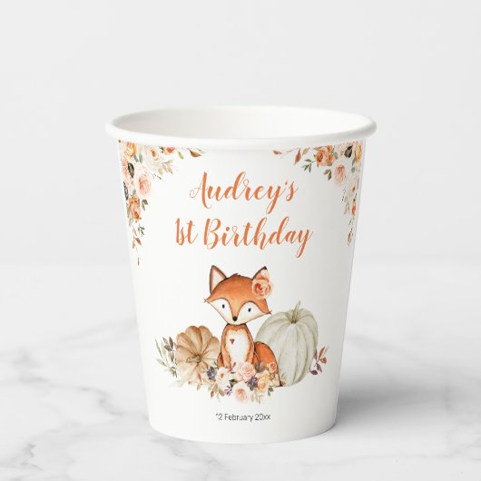 Fall Fox Sie ist eine wilde One Birthday Paper Cup Pappbecher (Rückseite)