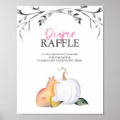 Fall Fox und Pumpkin Diaper Raffle Baby Dusche Poster (Vorne)