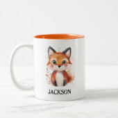 Fall Fox Wasserfarbe Tier Einfache Niedliche Kinde Zweifarbige Tasse (Links)