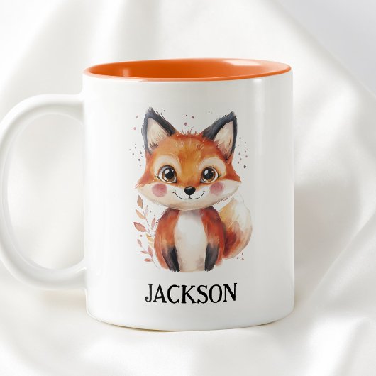 Fall Fox Wasserfarbe Tier Einfache Niedliche Kinde Zweifarbige Tasse
