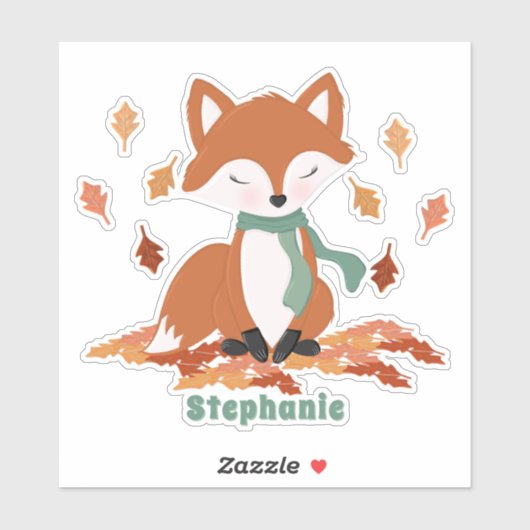 Fall Fox Woodland Geburtstag Aufkleber (Blatt)
