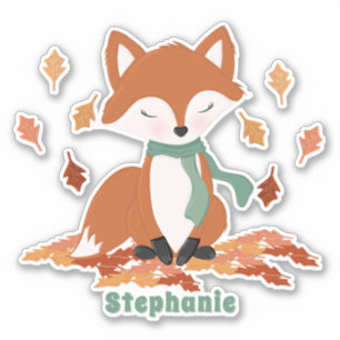 Fall Fox Woodland Geburtstag Aufkleber