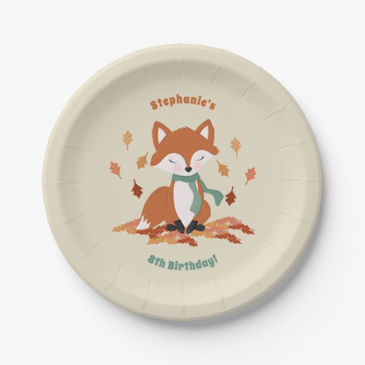 Fall Fox Woodland Geburtstag Pappteller (Vorderseite)