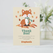 Fall Fox Woodland Geburtstag Vielen Dank Einladung (Stehend Vorderseite)