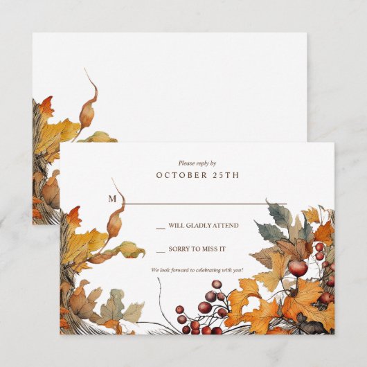 Fall-Frame-Antwortkarte RSVP Karte (Vorne/Hinten)