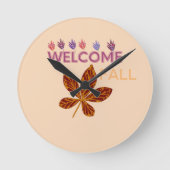 Fall Frauen T - Shirt W hite and Pink Runde Wanduhr (Vorderseite)