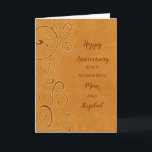Fall Friend und Stepdad-Jahrestag Karte<br><div class="desc">Glückliche Hochzeitskarte für Freund und Stiefvater mit Herbstlaub-Muster,  und herzlichen Vers.</div>
