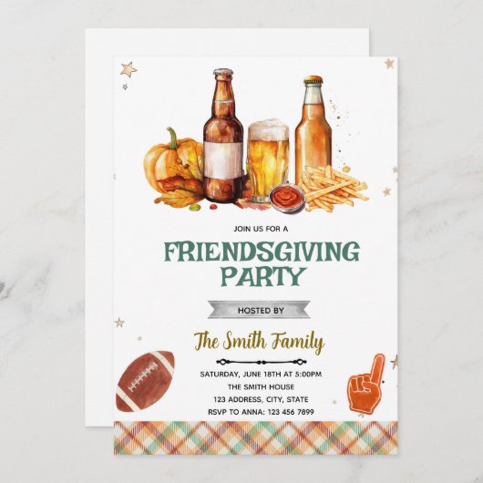 Fall Friends Food and Football invitation Einladung (Vorne/Hinten)