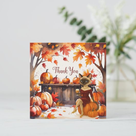Fall Friendsgiving Dankeschön Card Dankeskarte (Stehend Vorderseite)
