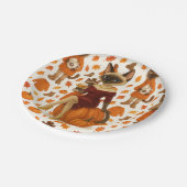 Fall Friendsgiving Herbst Party für Cat Liebhaber Pappteller (Schrägansicht)