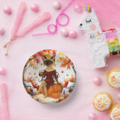 Fall Friendsgiving Herbst Party für Cat Liebhaber Pappteller (Party)