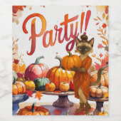 Fall Friendsgiving-Party für Cat Lovers Weinetikett (Einzelnes Label)