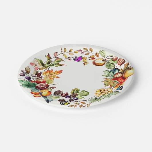 Fall Frucht- und Schmetterlingsdruckpapier-Teller Pappteller (Schrägansicht)