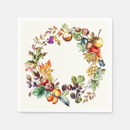 Fall Frucht- und Schmetterlingspapier Serviette (Vorderseite)