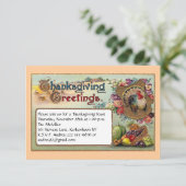 Fall Fruits und Türkei Vintager Erntedank Einladung (Stehend Vorderseite)