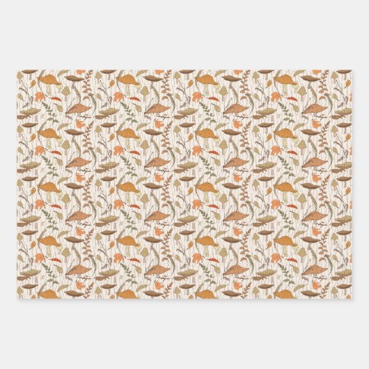 Fall Fungi und Blätter - nahtloses Muster. (Vorderseite 3)