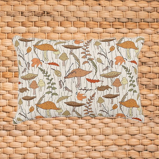 Fall Fungi und Blätter - nahtloses Muster. Dekokissen (Von Creator hochgeladen)