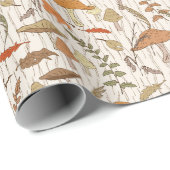Fall Fungi und Blätter - nahtloses Muster. Geschenkpapier (Rolleneckpunkt)