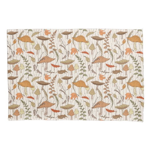 Fall Fungi und Blätter - nahtloses Muster. Kissenbezug (Vorderseite)