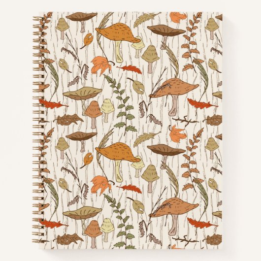 Fall Fungi und Blätter - nahtloses Muster. Notizblock (Vorderseite)