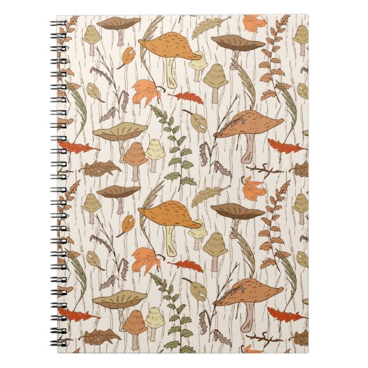 Fall Fungi und Blätter - nahtloses Muster. Notizblock (Vorderseite)
