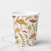 Fall Fungi und Blätter - nahtloses Muster. Pappbecher (Rückseite)