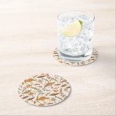 Fall Fungi und Blätter - nahtloses Muster. Runder Pappuntersetzer (Vor Ort)