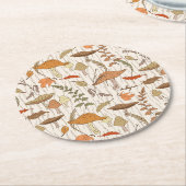 Fall Fungi und Blätter - nahtloses Muster. Runder Pappuntersetzer (Angewinkelt)