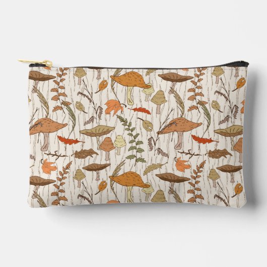 Fall Fungi und Blätter - nahtloses Muster. Zubehörtasche (Vorderseite)