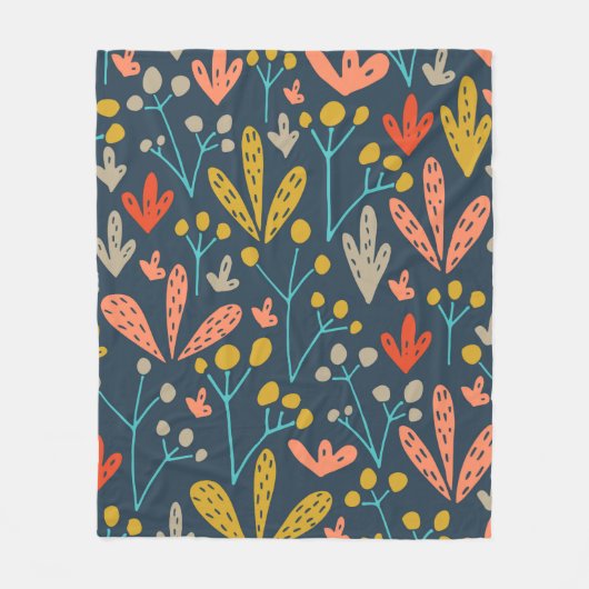 Fall Funky Floral Leaf Muster Fleecedecke (Vorderseite)