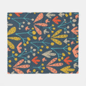 Fall Funky Floral Leaf Muster Fleecedecke (Vorderseite (Horizontal))
