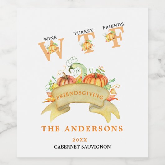 Fall Funny WTF Pumpkins Erntedank Fest Weinetikett (Einzelnes Label)