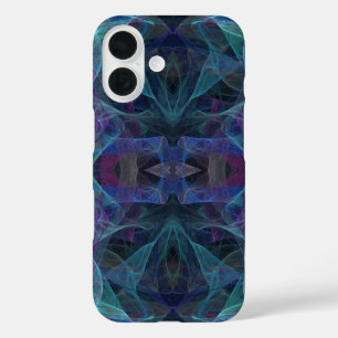 Fall für grünes, blaues und schwarzes Fraktal iPhone 16 Hülle