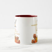 Fall für Jesus er verlasse nie 1   Zweifarbige Tasse (Mittel)