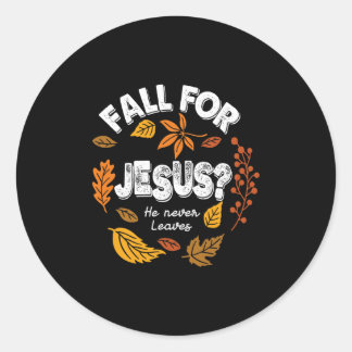 Fall Für Jesus Er Verlässt Nie Blätter Herbst Chri Runder Aufkleber