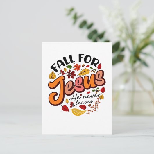 Fall für Jesus, er Verlasst nie Erntedank fallen Ankündigungspostkarte (Stehend Vorderseite)