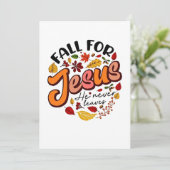 Fall für Jesus, er Verlasst nie Erntedank fallen Einladung (Stehend Vorderseite)