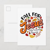 Fall für Jesus, er Verlasst nie Erntedank fallen Einladungspostkarte (Vorne/Hinten)
