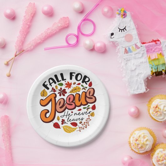 Fall für Jesus, er Verlasst nie Erntedank fallen Pappteller (Party)