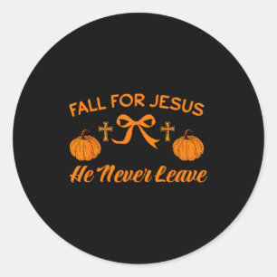 Fall für Jesus, er verlässt nie Kürbis Halloween s Runder Aufkleber
