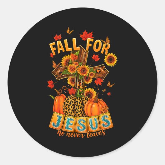 Fall Für Jesus Er Verlässt Niemals Kreuz Glauben K Runder Aufkleber (Vorderseite)