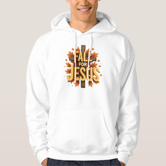 Fall für Jesus Kreuz mit Herbst Blätter Design Hoodie (Vorderseite)