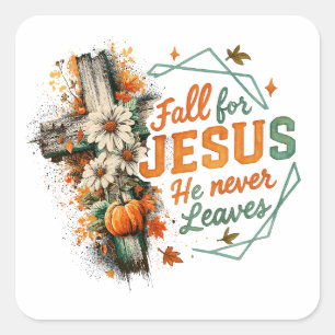 Fall für Jesus... Quadratischer Aufkleber