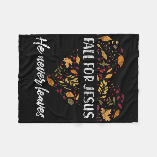 Fall für Jesus Verlasse er nie Herbst Christlich 1 Fleecedecke (Vorderseite (Horizontal))