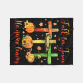 Fall für Jesus Verlasse er nie Herbst Christlichen Fleecedecke (Vorderseite (Horizontal))